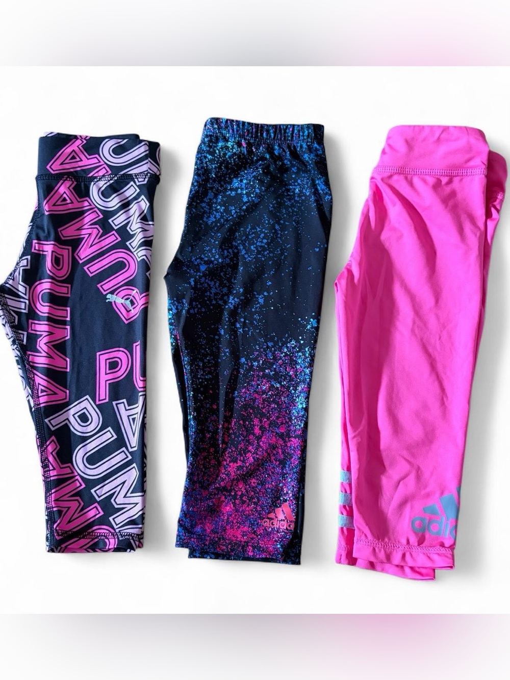Puma & Adidas girls 3 capri leggings bundle Sz 4T